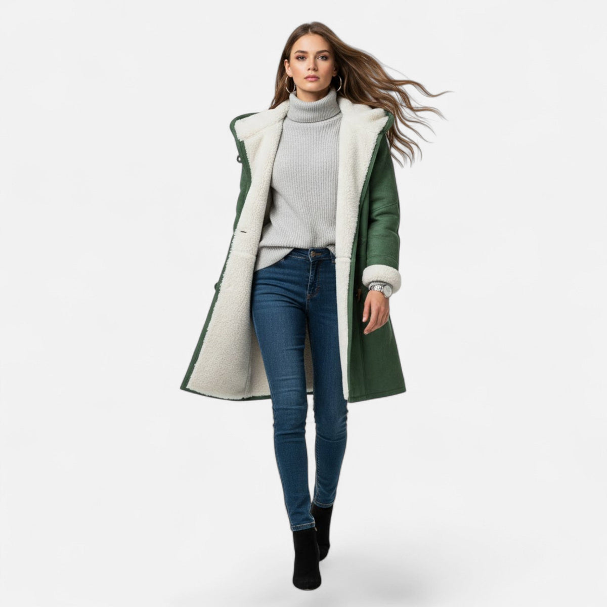 Women's Winter Coat, Hooded and Button Front