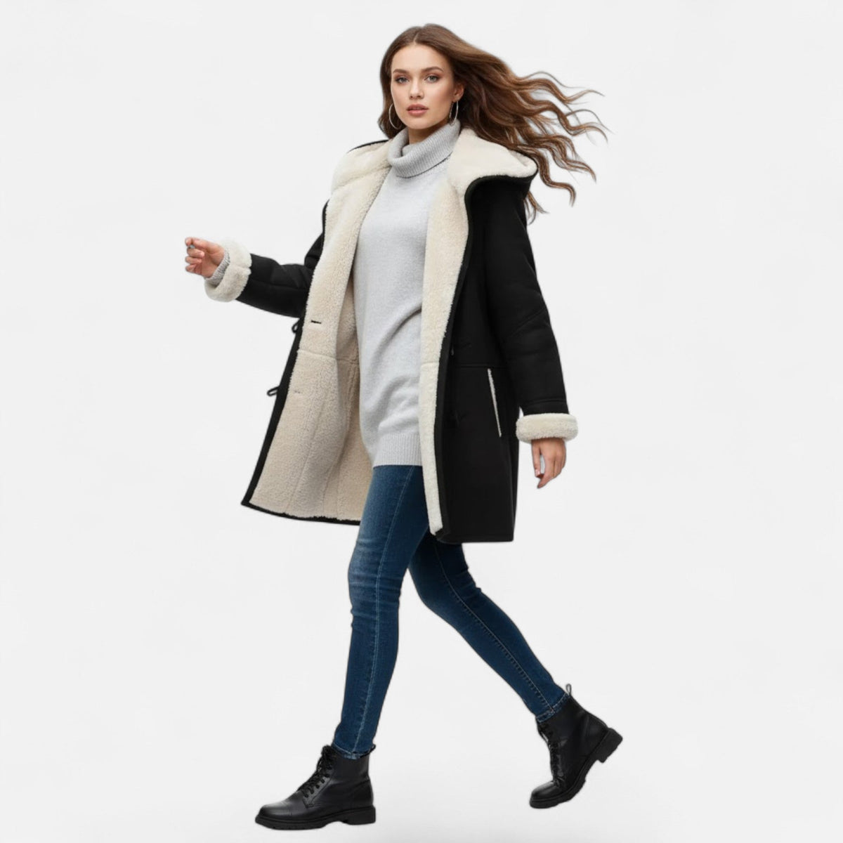 Women's Winter Coat, Hooded and Button Front