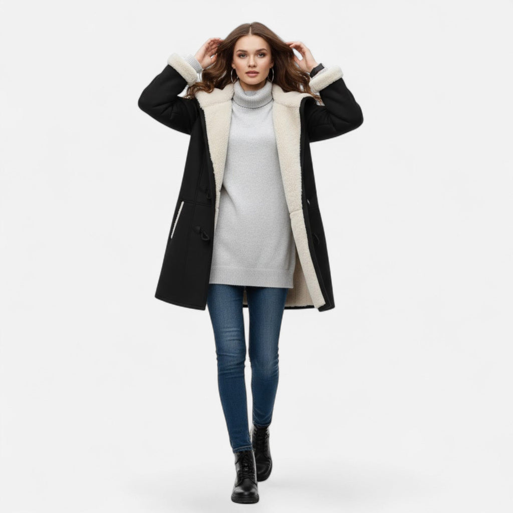 Women's Winter Coat, Hooded and Button Front