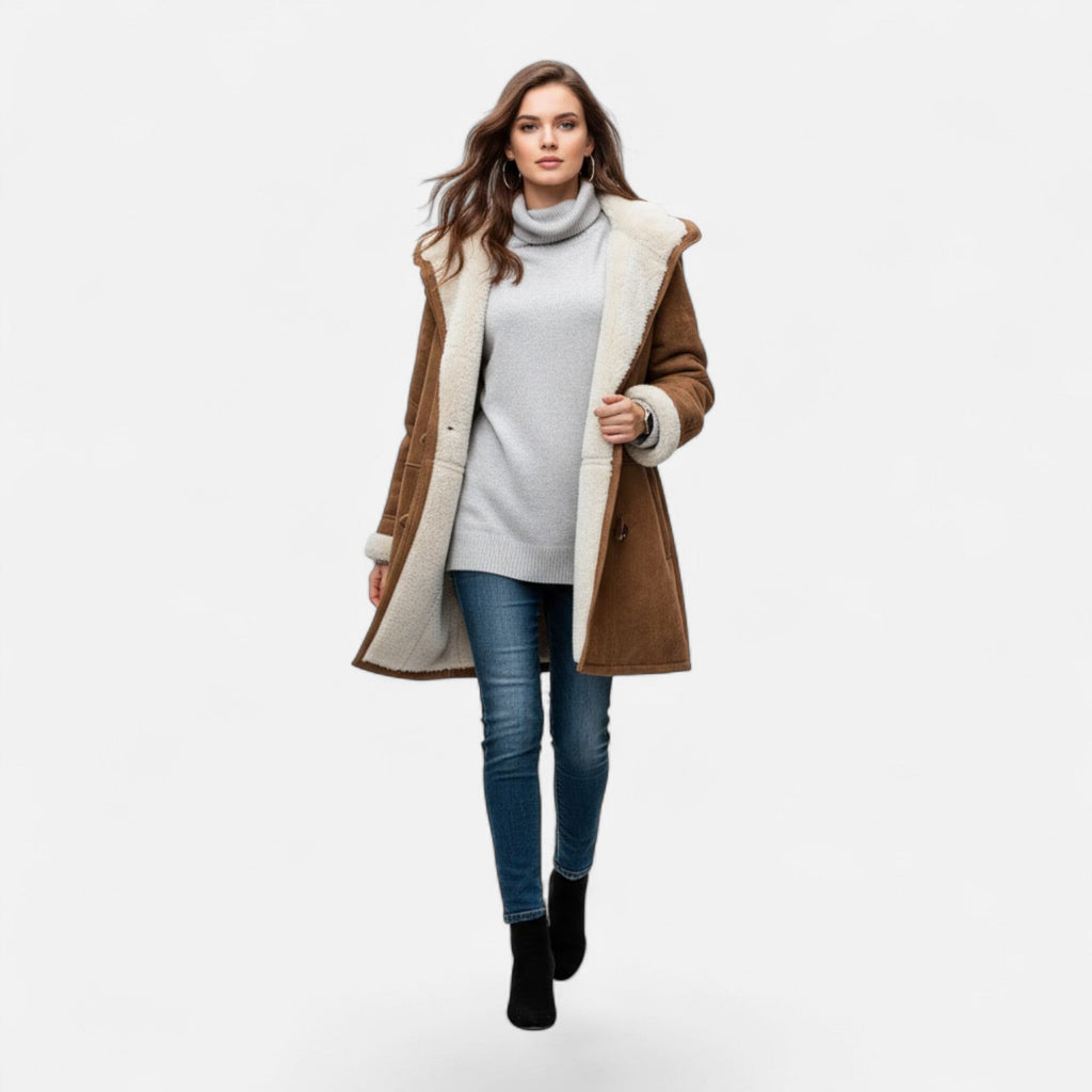 Women's Winter Coat, Hooded and Button Front