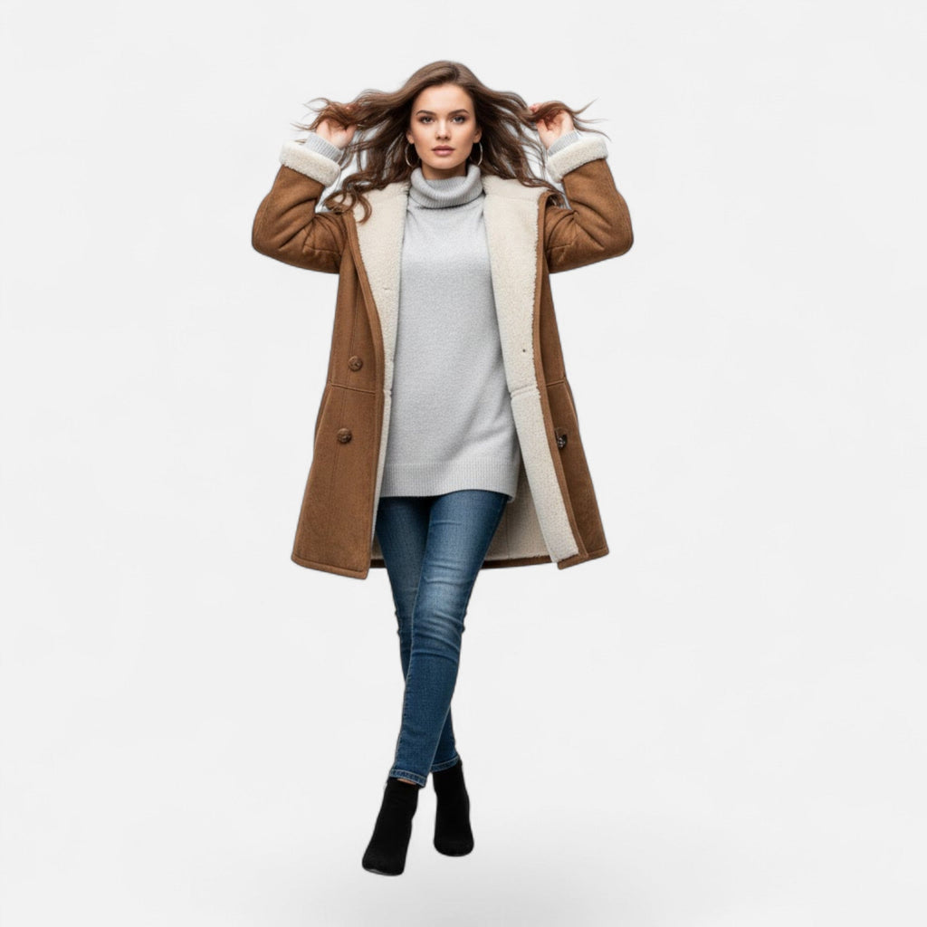 Women's Winter Coat, Hooded and Button Front