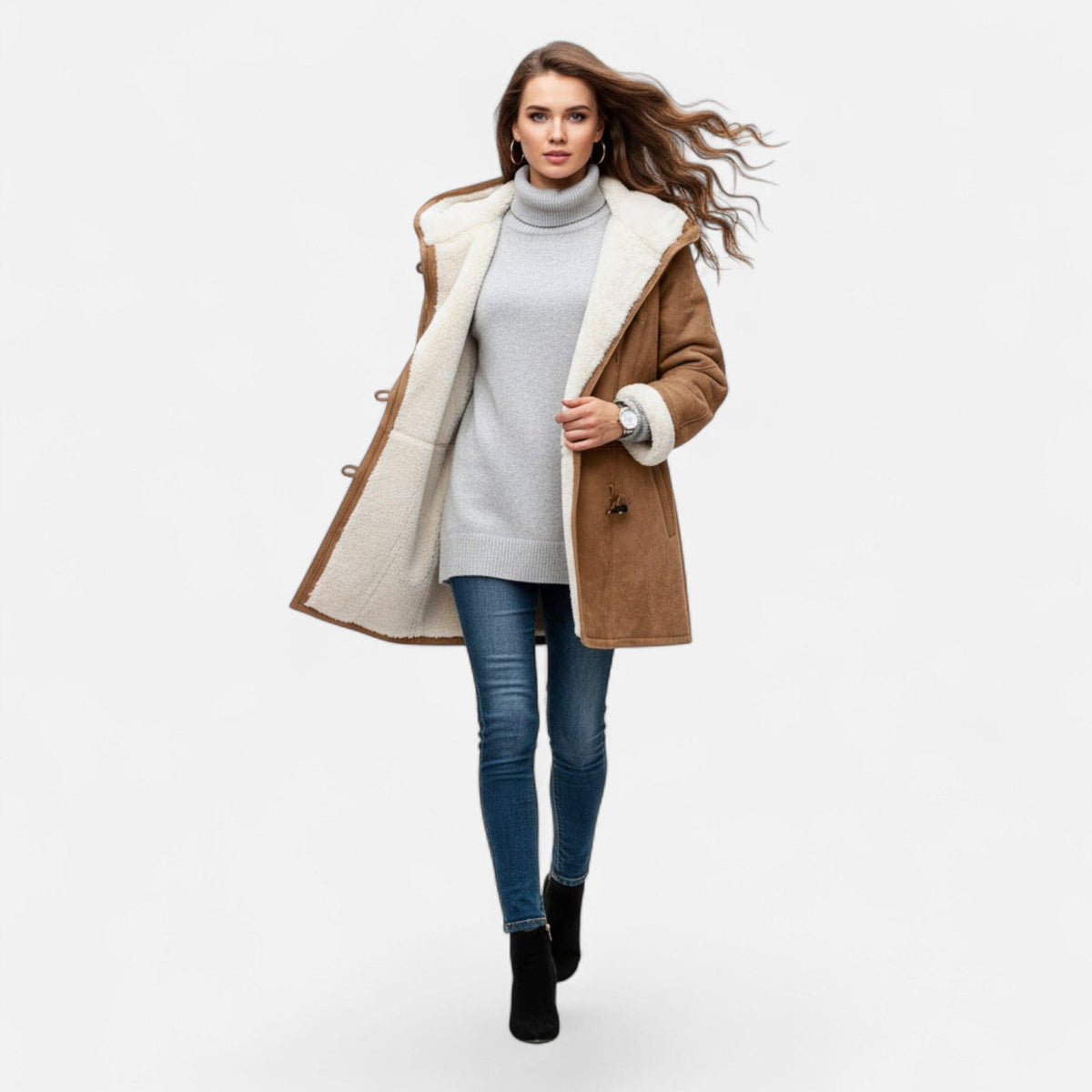 Women's Winter Coat, Hooded and Button Front