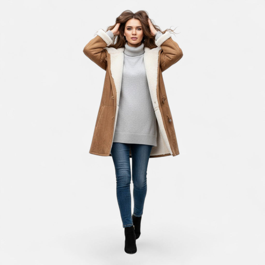 Women's Winter Coat, Hooded and Button Front