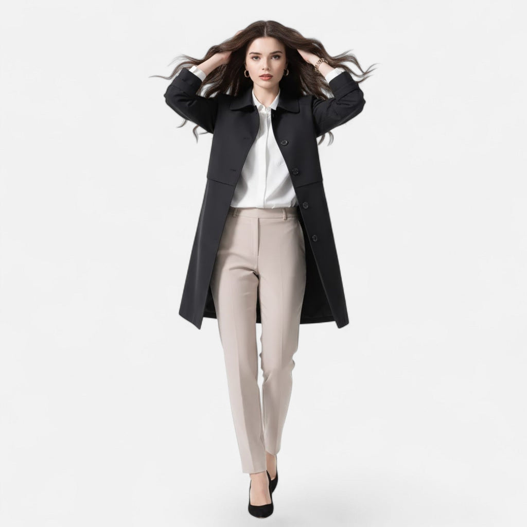 Women's Winter Wool-Blend Trench Coat, Mid-Length