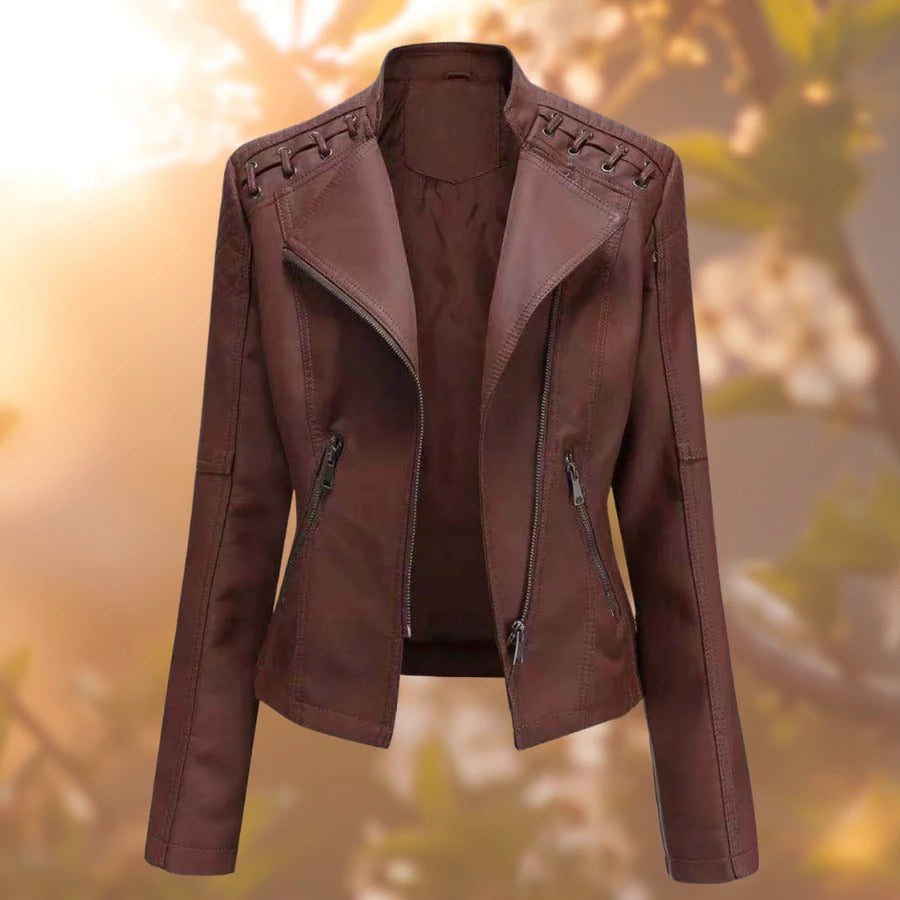 Women's Elegant Leather Jacket Autumn