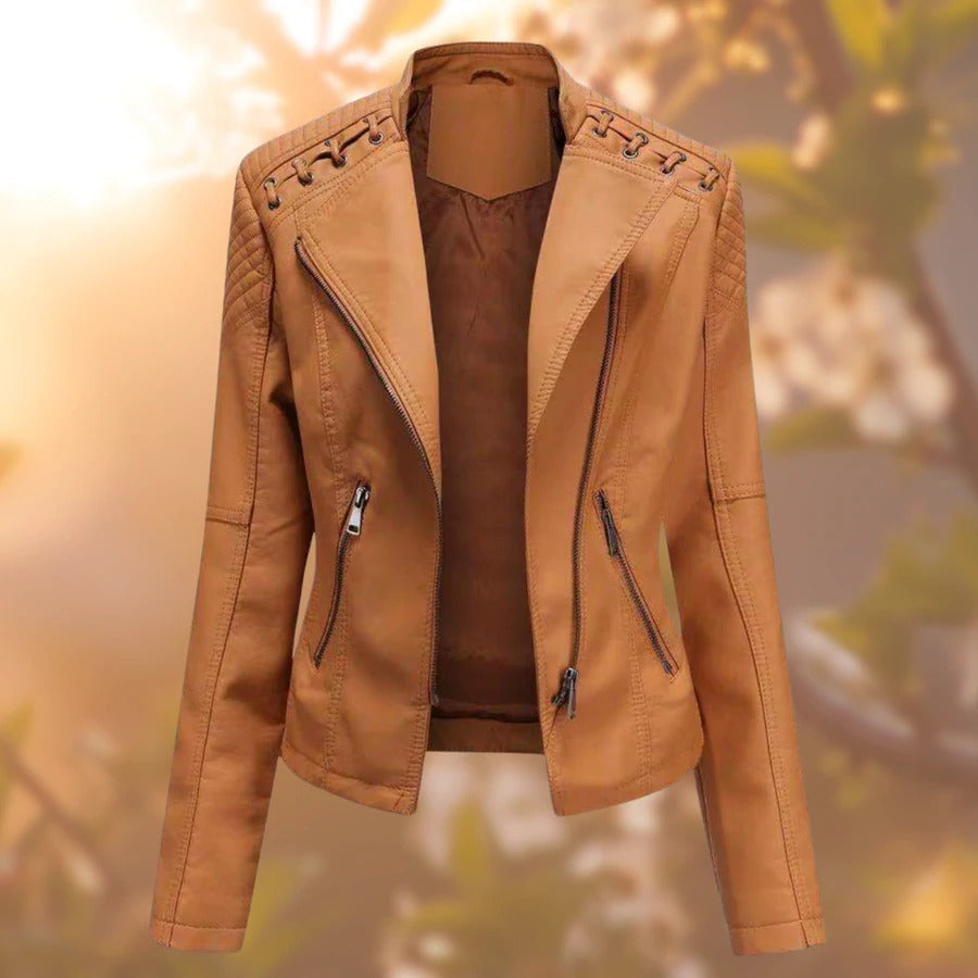 Women's Elegant Leather Jacket Autumn