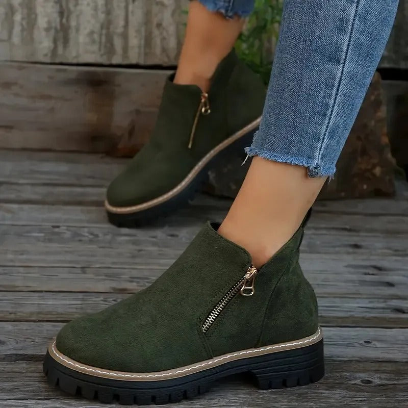 Women's Winter Boots, Side Zip and Grip Sole