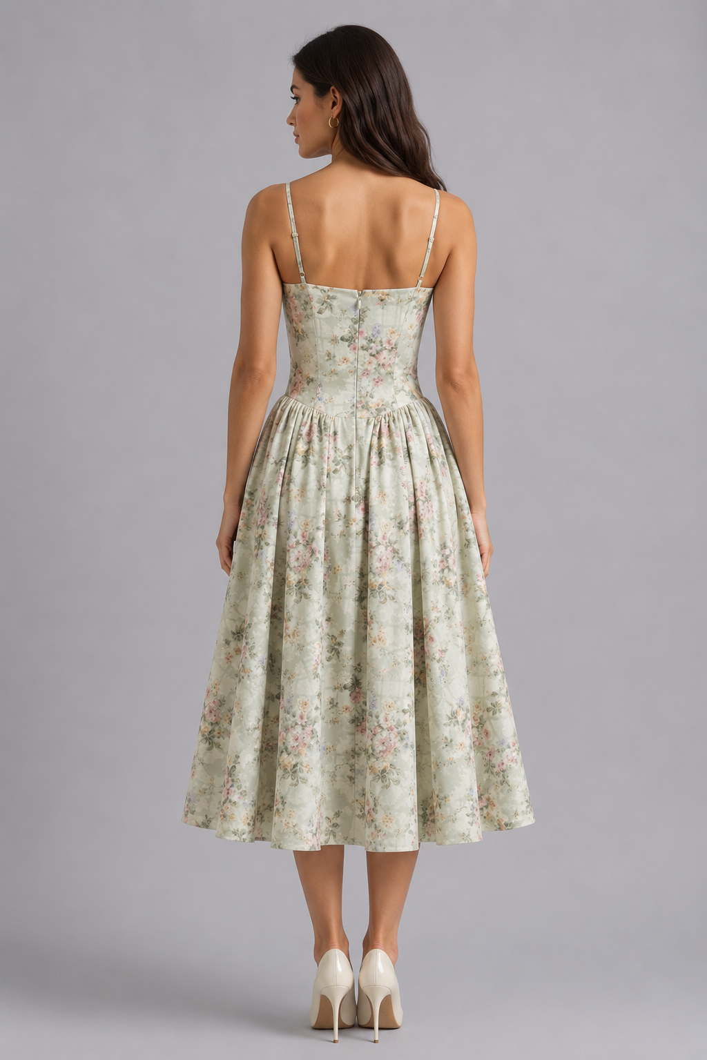 Women's Floral Corset Midi Dress – Wedding Guest Style