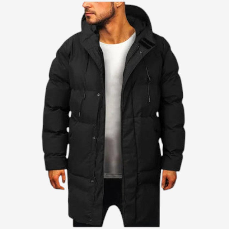 Men's Winter Hooded Long Coat with Pockets
