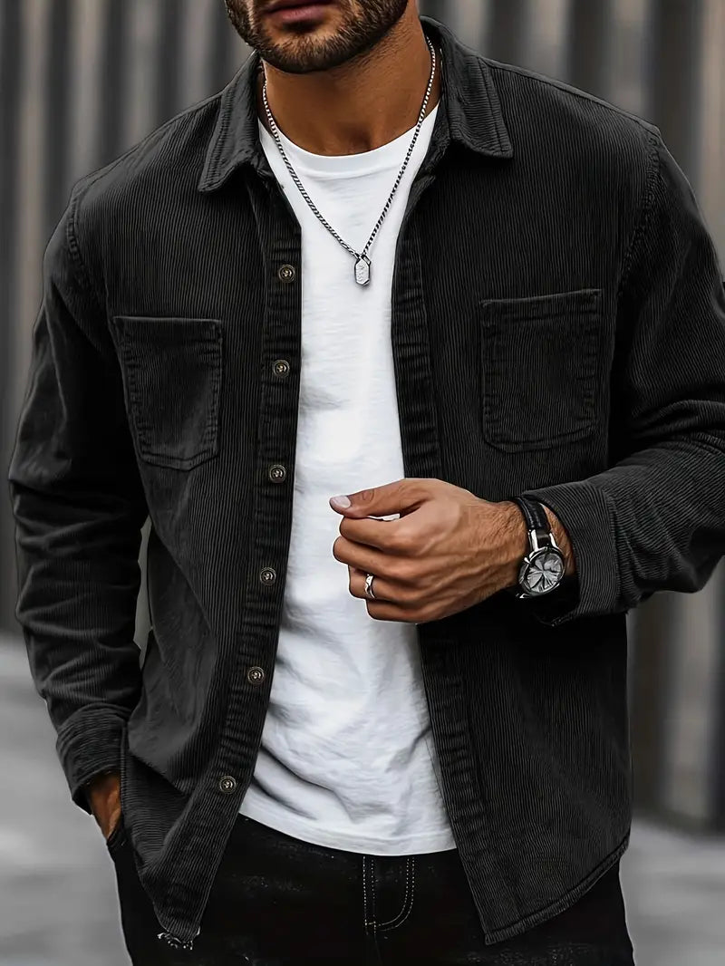 Men's Beige Corduroy Shirt