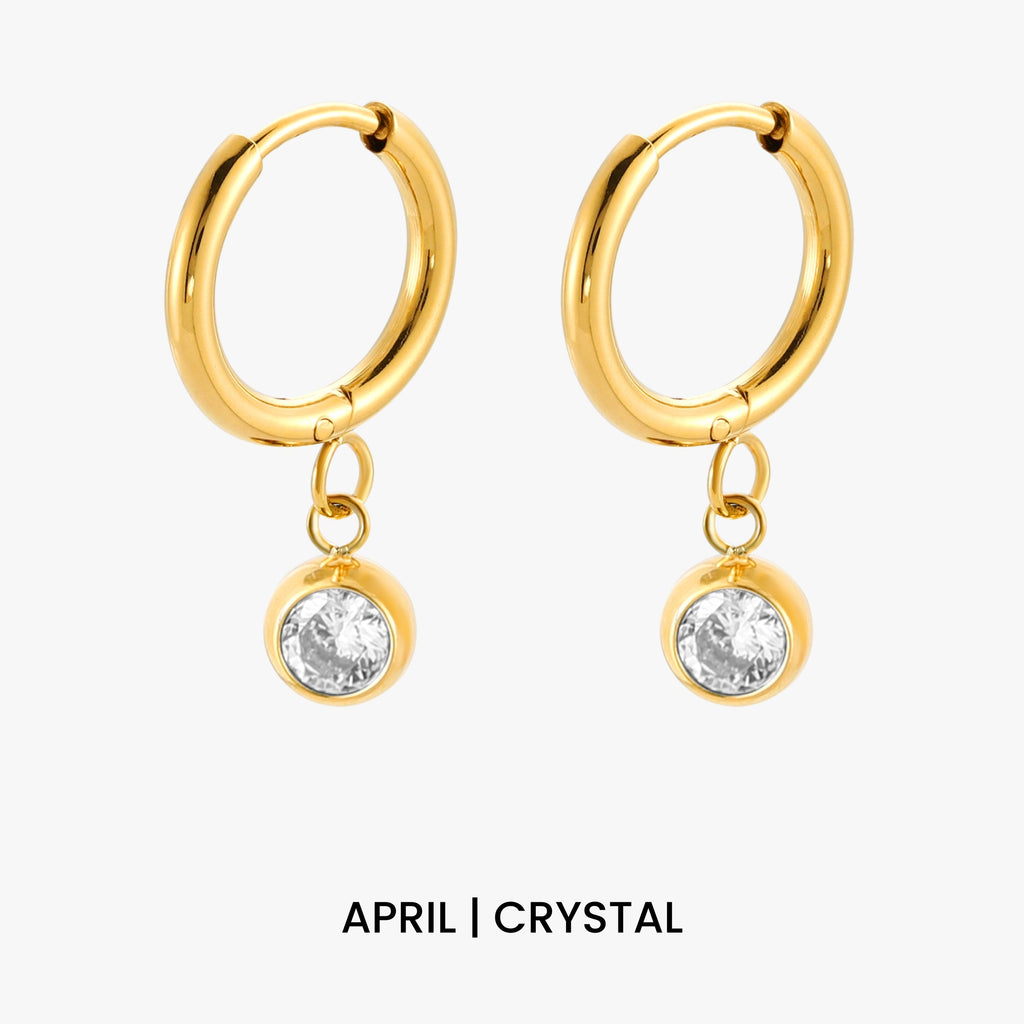 Birthstone Charm Hoops