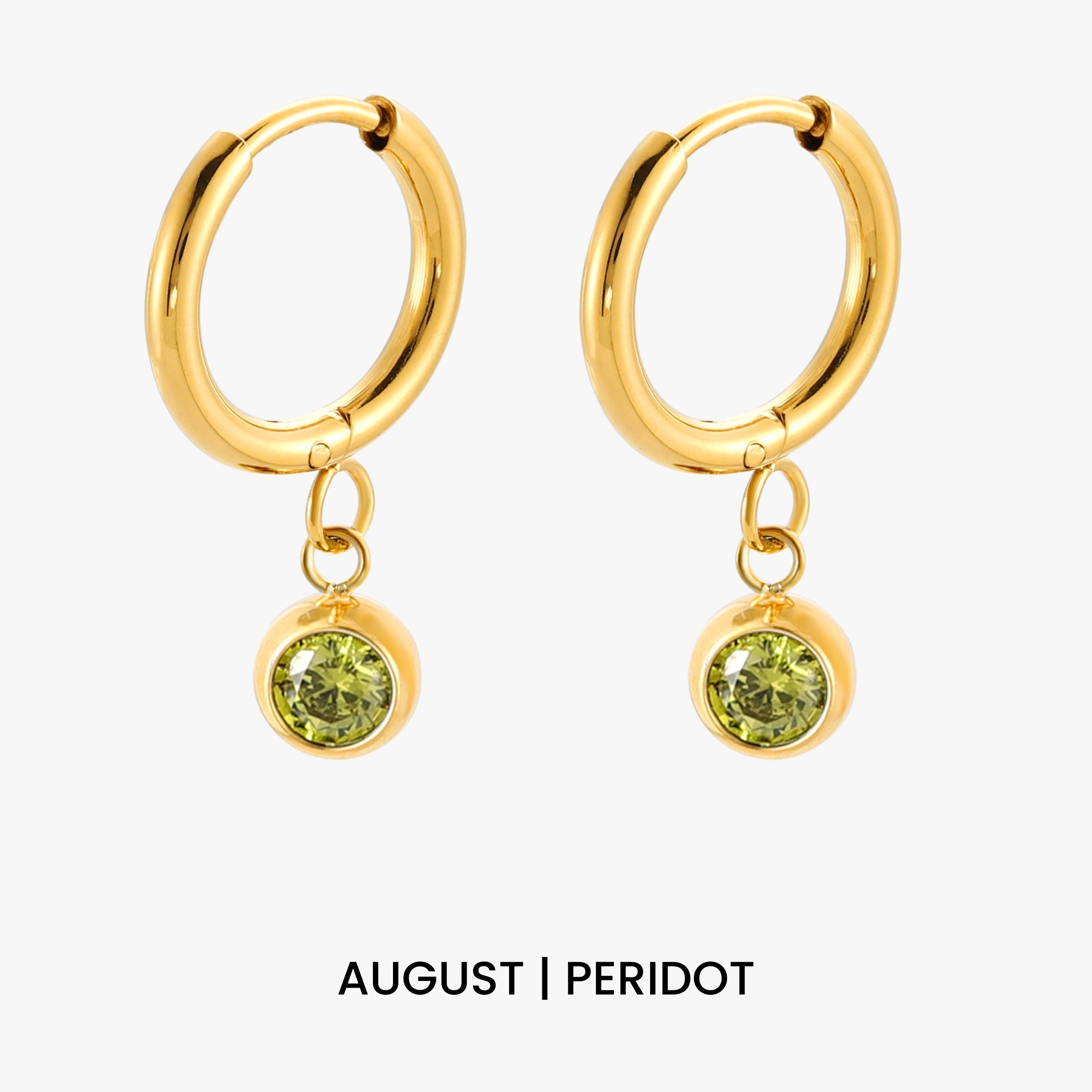 Birthstone Charm Hoops