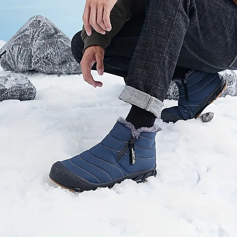 Men's Winter Quilted Boots, Fur Lined and Side Zip