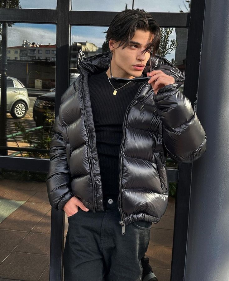 Men's Winter Puffer Jacket, Hooded Full Zip