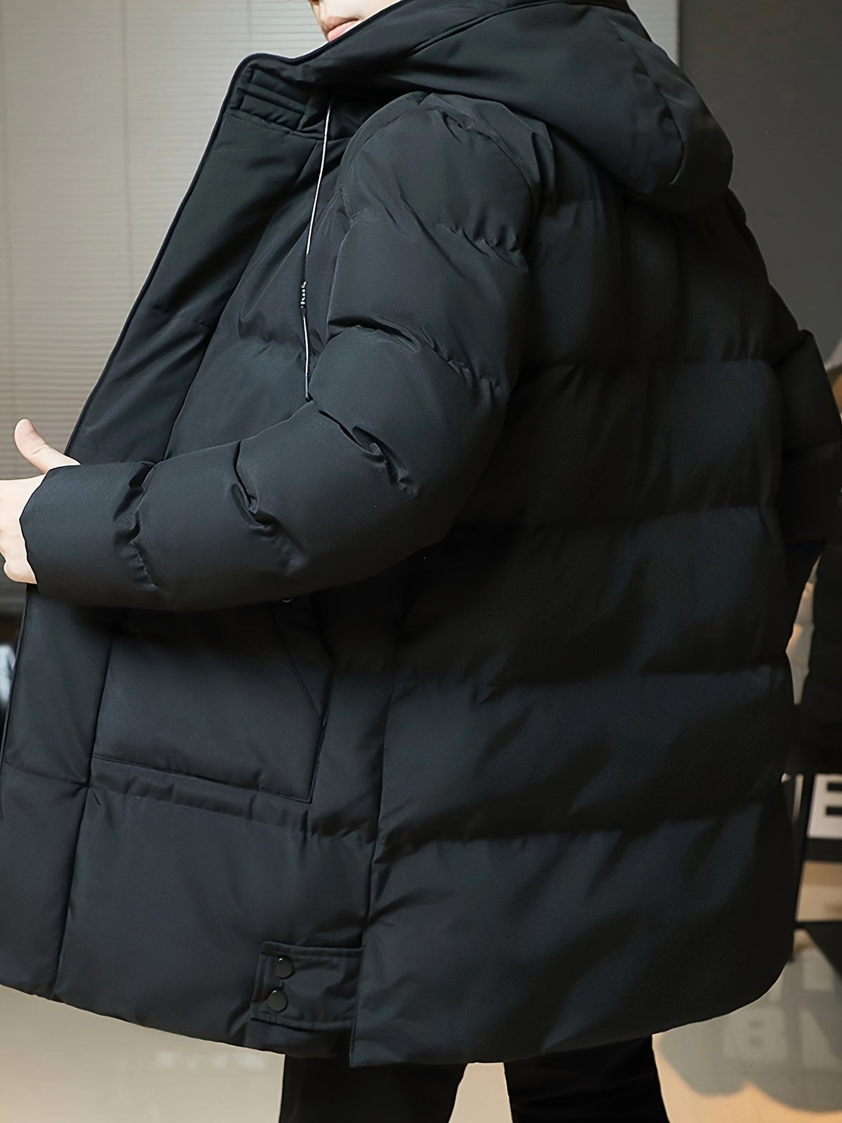 Men's Winter Padded Coat, Hooded Longline