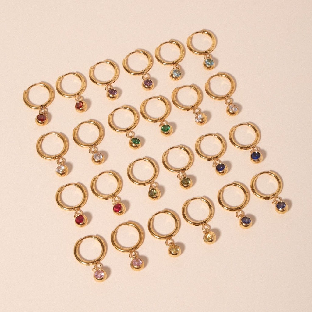 Birthstone Charm Hoops