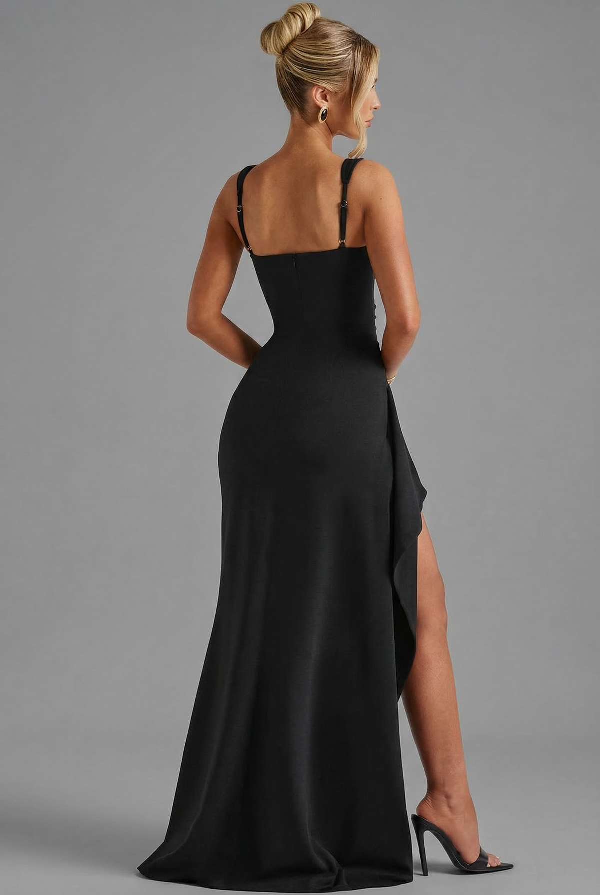 Women's Bodycon Slip Maxi Dress with Open Back and Side Split