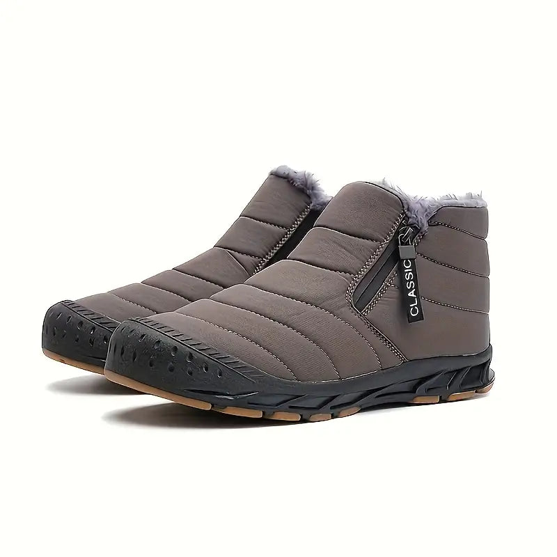 Men's Winter Quilted Boots, Fur Lined and Side Zip