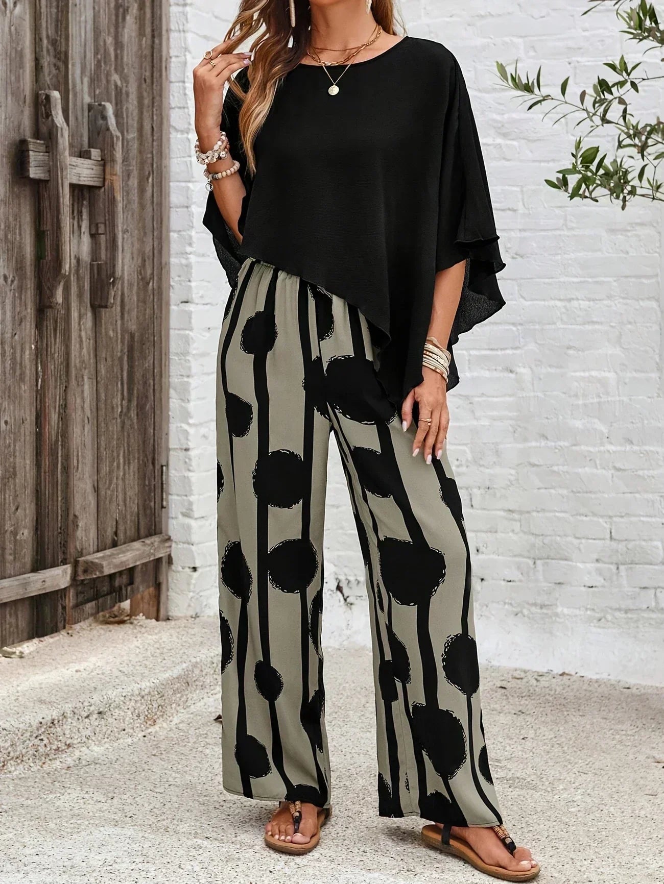 Kalliope -  Comfortable Elastic Waist Two-Piece Set