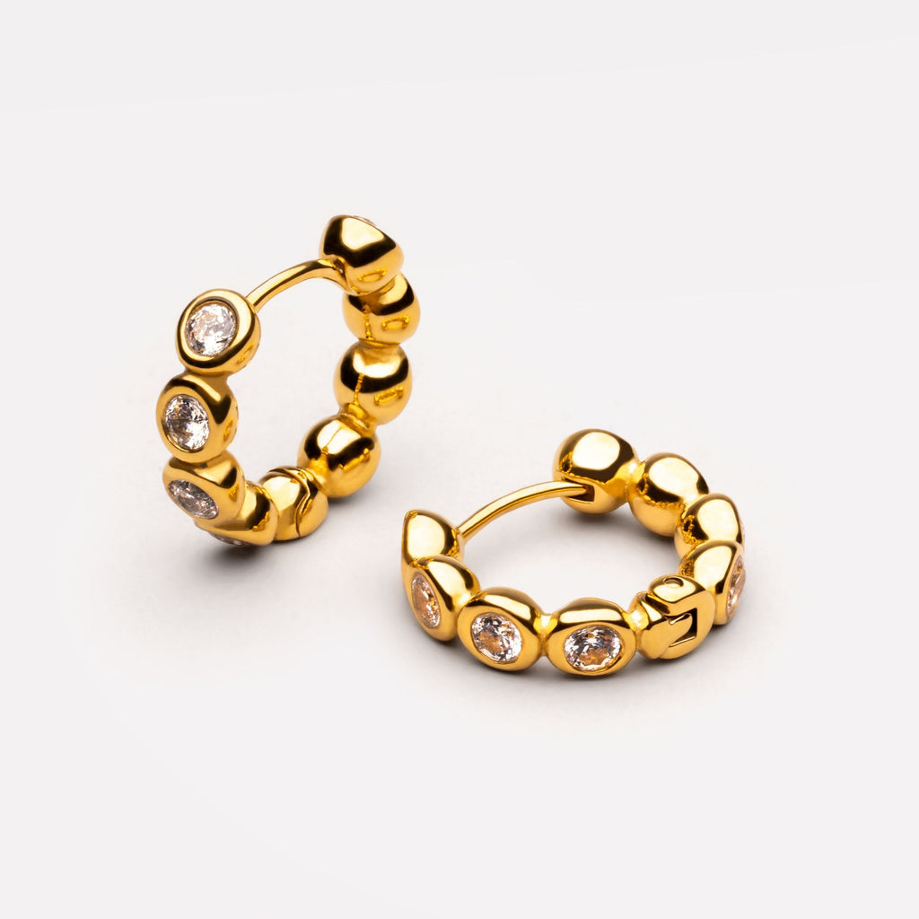 Beaded Diamond Hoops