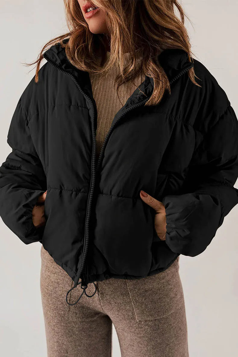 Women's Winter Quilted Puffer Jacket, High Collar