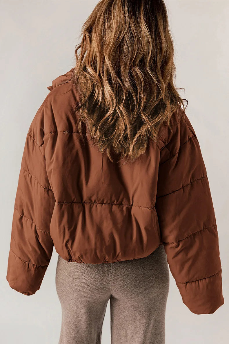 Women's Winter Quilted Puffer Jacket, High Collar