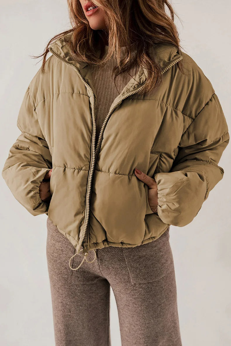 Women's Winter Quilted Puffer Jacket, High Collar