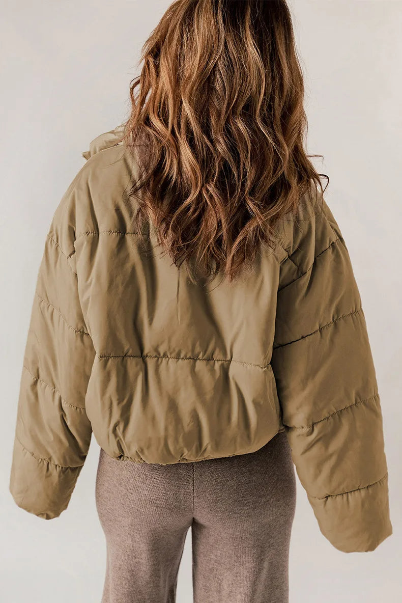 Women's Winter Quilted Puffer Jacket, High Collar