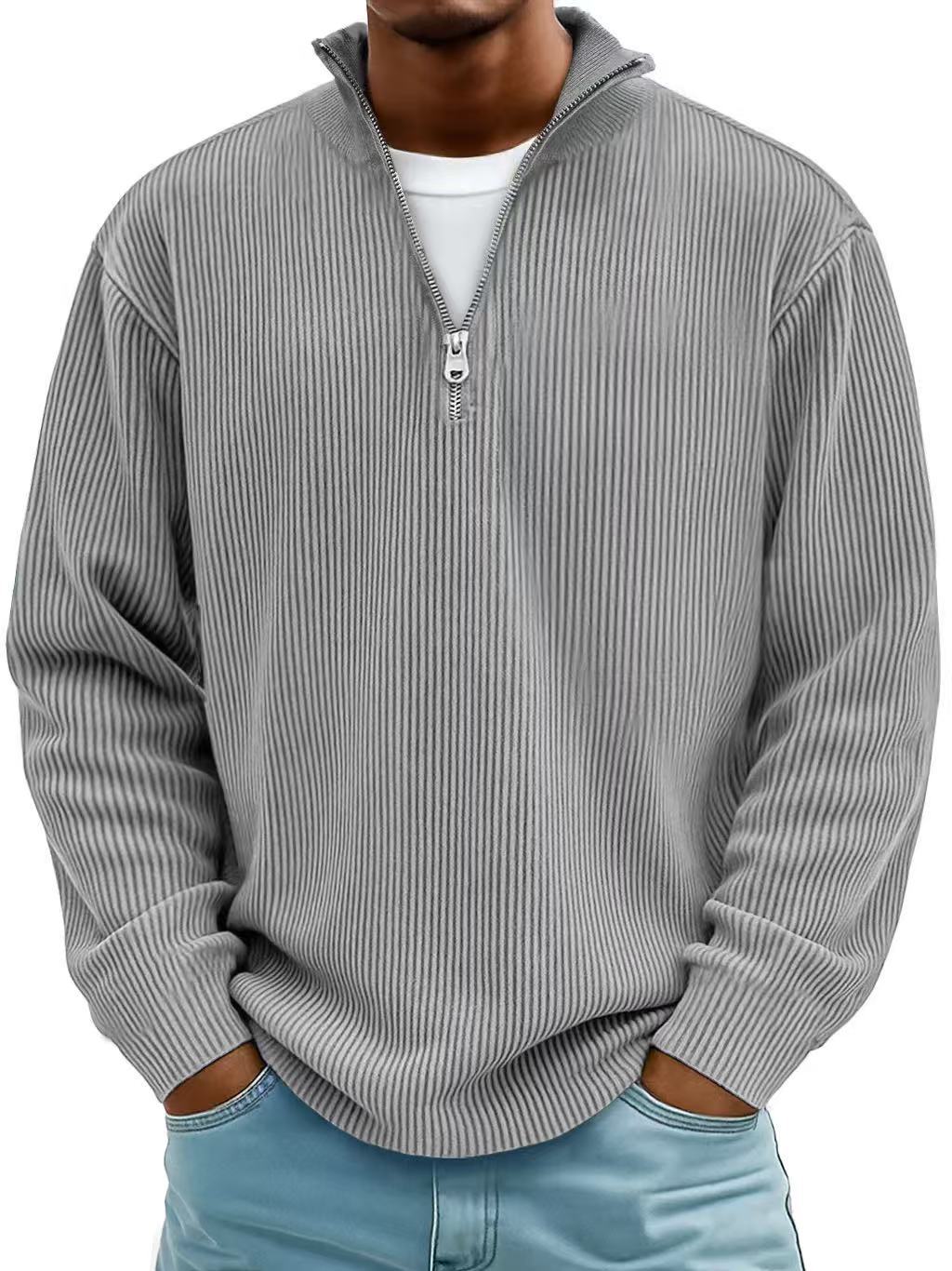 Maglione da uomo in maglia con mezza zip, vestibilità comoda
