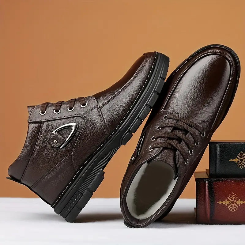 Men's Winter Leather Shoes, Thermal Lining