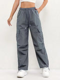 Women's Winter Cargo Pants, High Waist and Elastic Waist