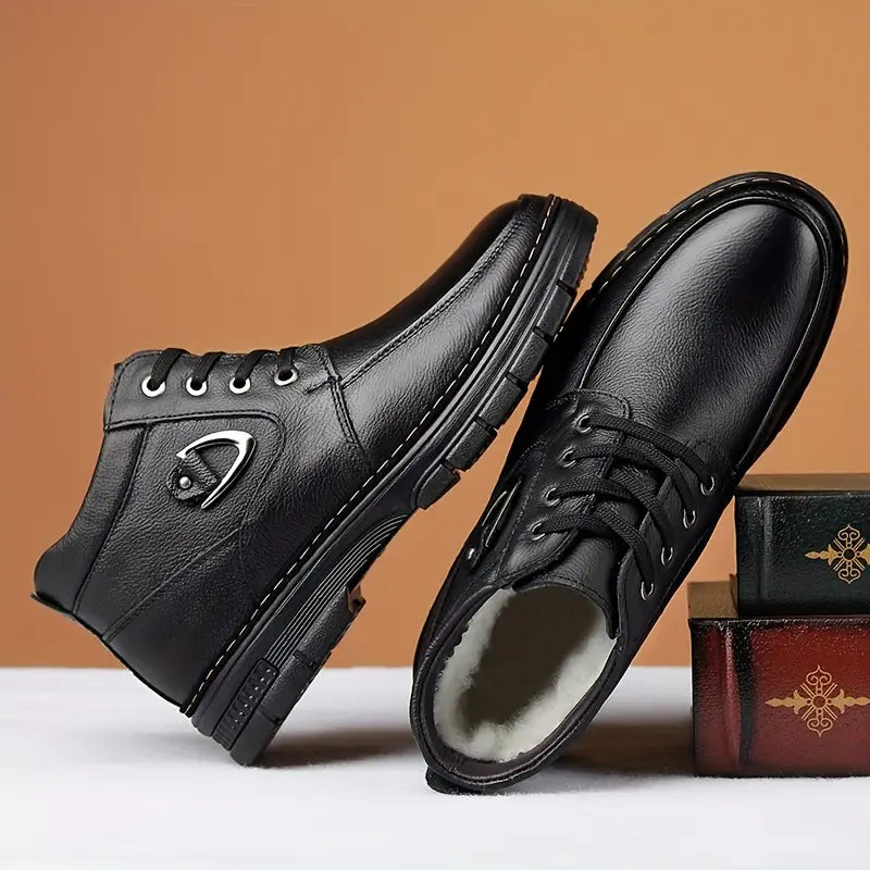 Men's Winter Leather Shoes, Thermal Lining