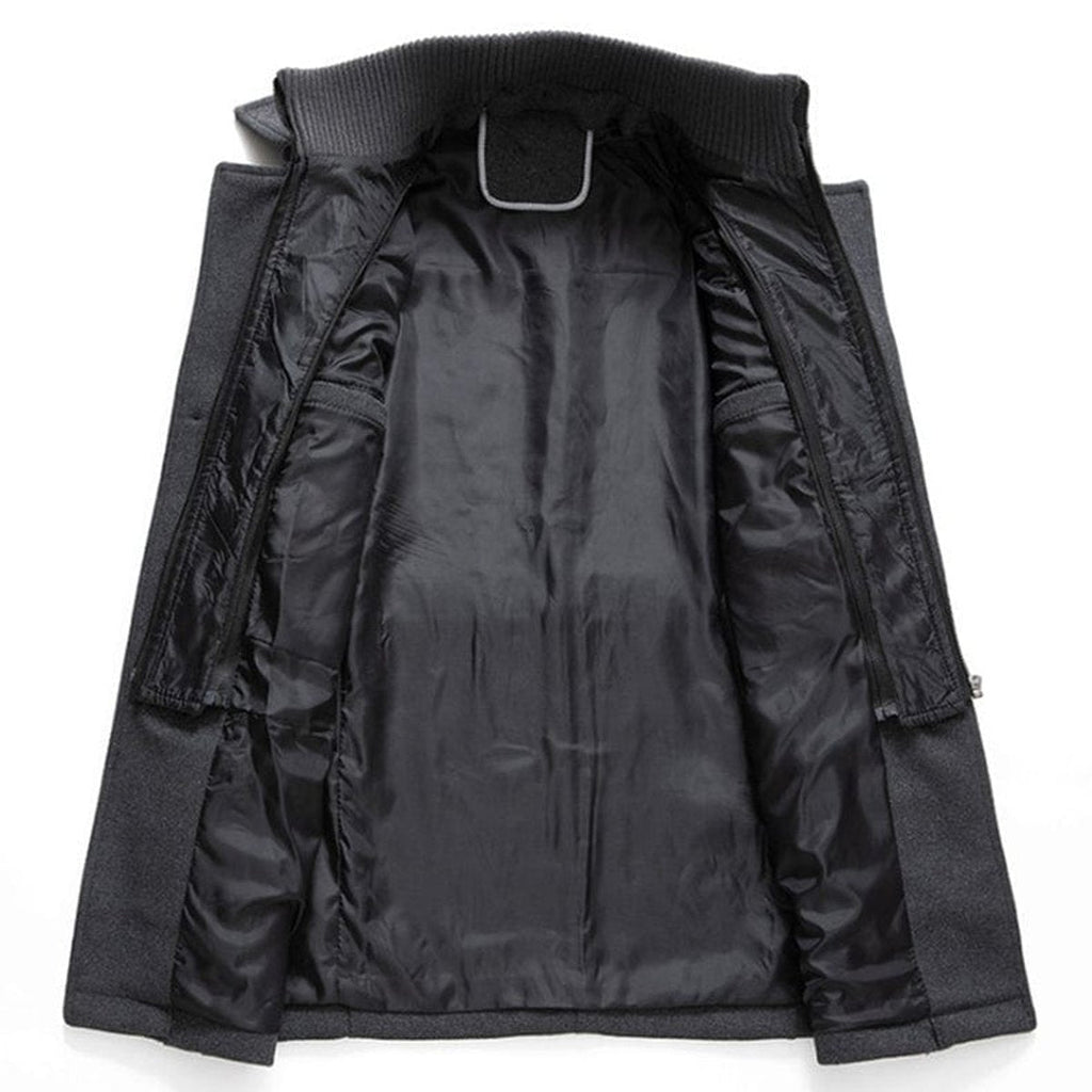 Men's Winter Wool-Blend Coat, Slim Fit and Knit Collar