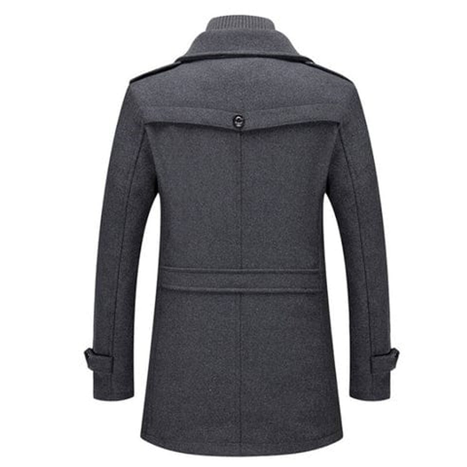 Men's Winter Wool-Blend Coat, Slim Fit and Knit Collar