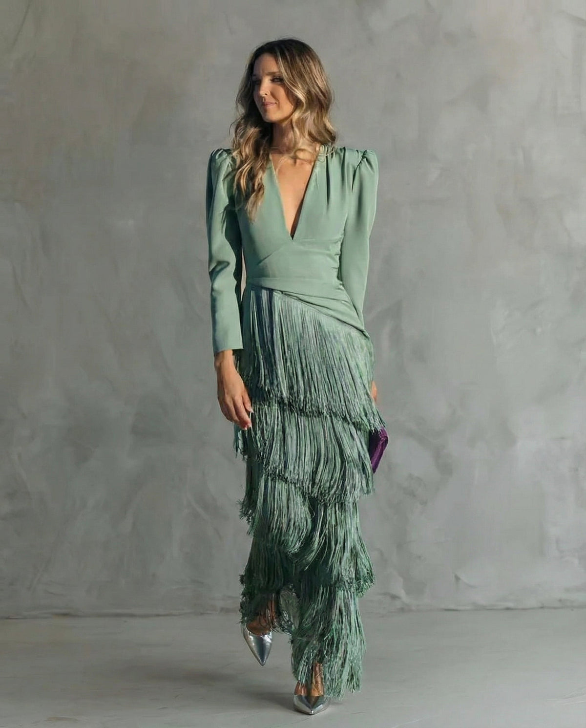 Elegant Women's Fringe Midi Dress