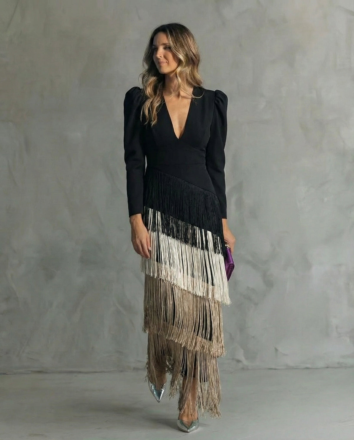 Elegant Women's Fringe Midi Dress