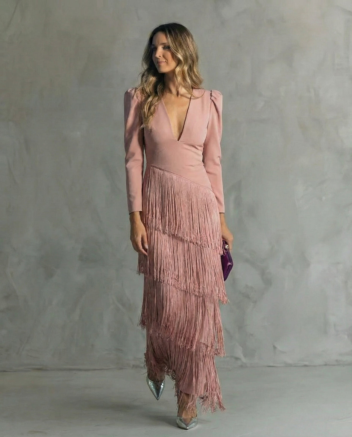 Elegant Women's Fringe Midi Dress