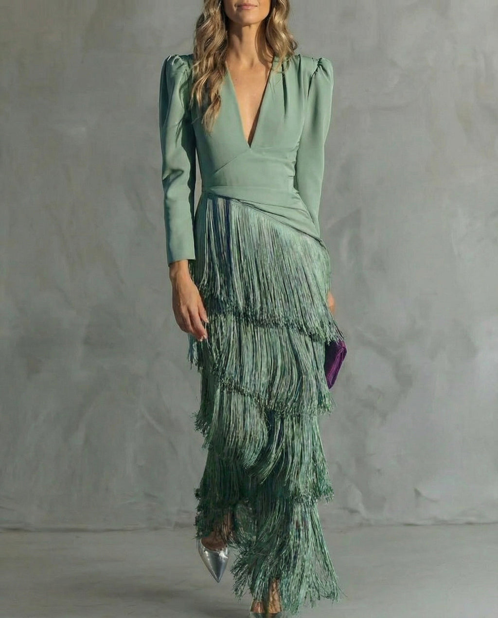 Elegant Women's Fringe Midi Dress