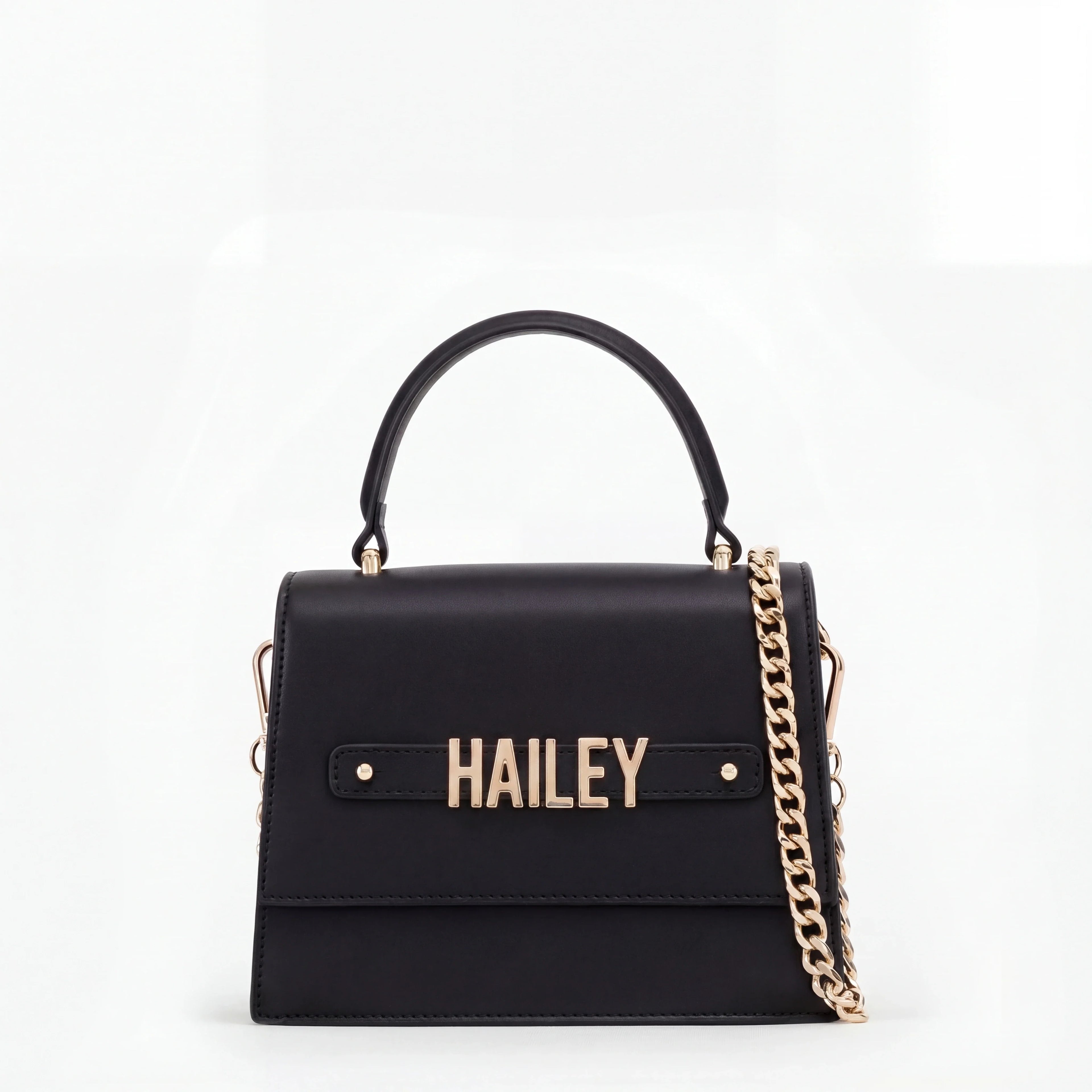 Black Evening Bag with Gold Personalised Hardware
