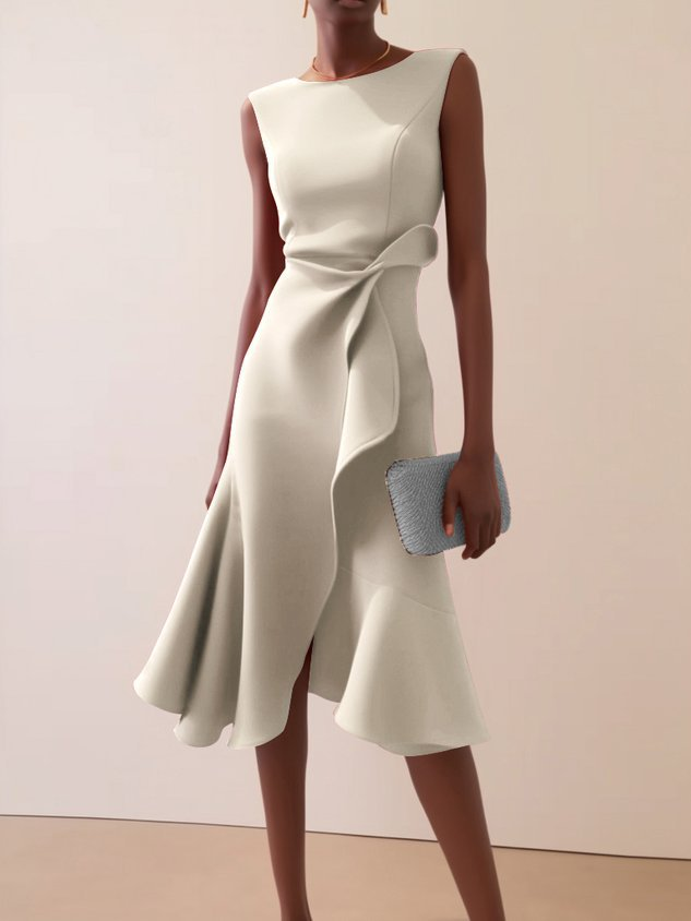 Abito midi drappeggiato asimmetrico da donna