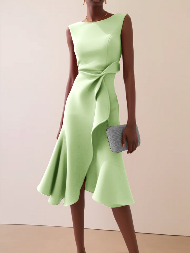 Abito midi drappeggiato asimmetrico da donna