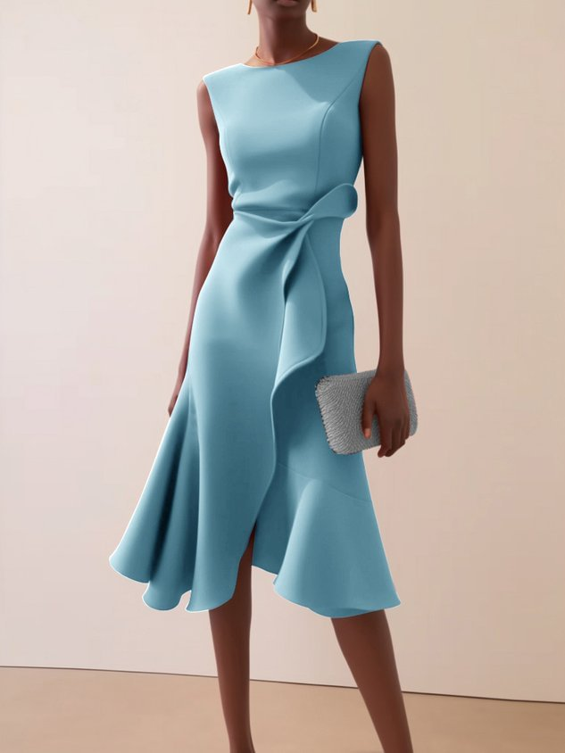 Abito midi drappeggiato asimmetrico da donna