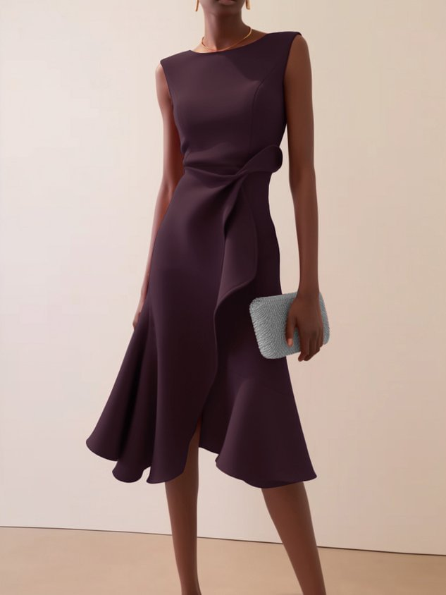 Abito midi drappeggiato asimmetrico da donna