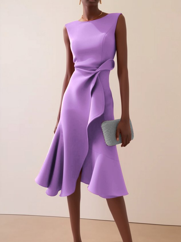 Abito midi drappeggiato asimmetrico da donna