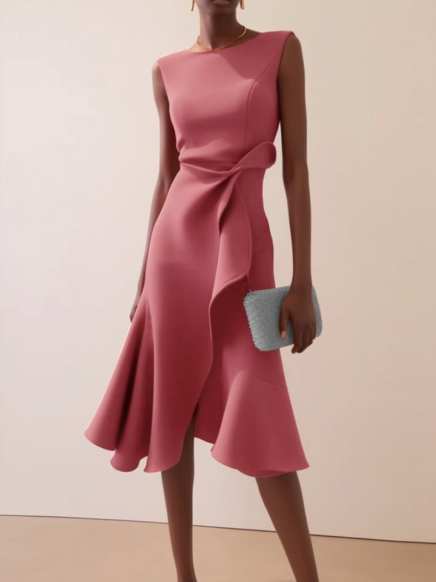Abito midi drappeggiato asimmetrico da donna