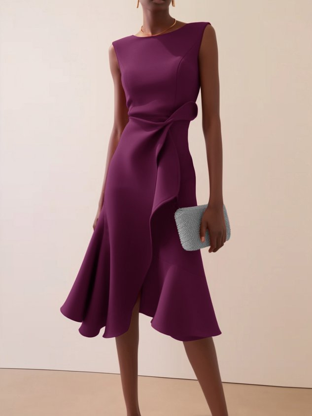 Abito midi drappeggiato asimmetrico da donna