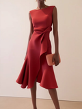 Abito midi drappeggiato asimmetrico da donna