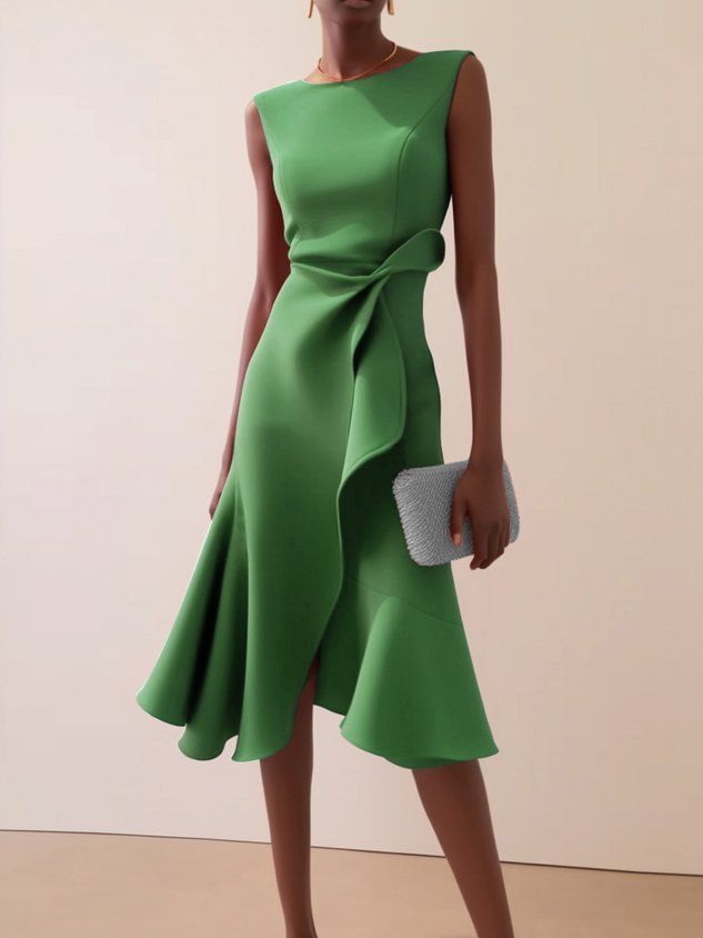 Abito midi drappeggiato asimmetrico da donna