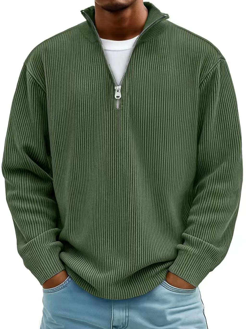 Maglione da uomo in maglia con mezza zip, vestibilità comoda