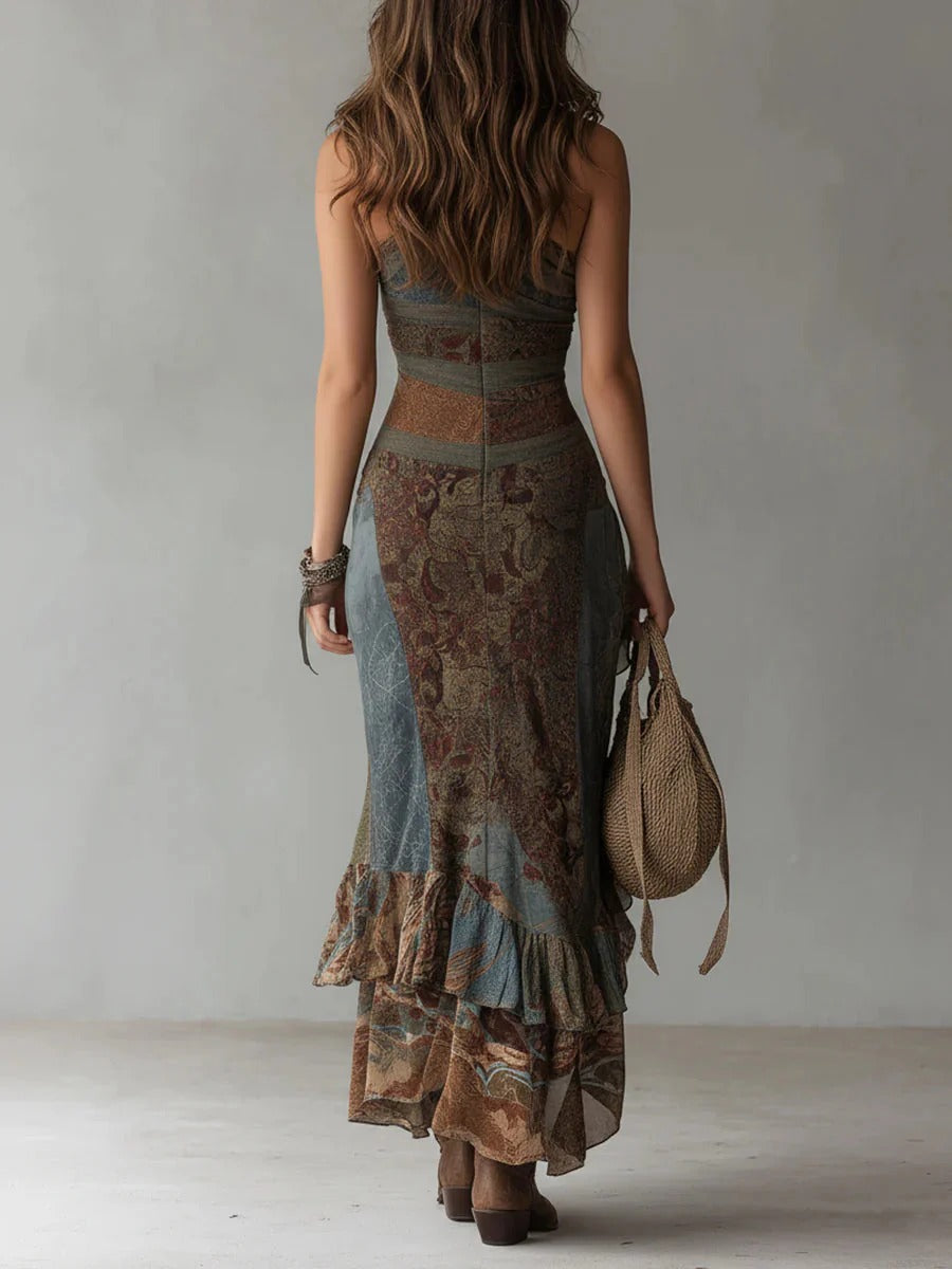 Asymmetrical Long Dress for Women with One Shoulder